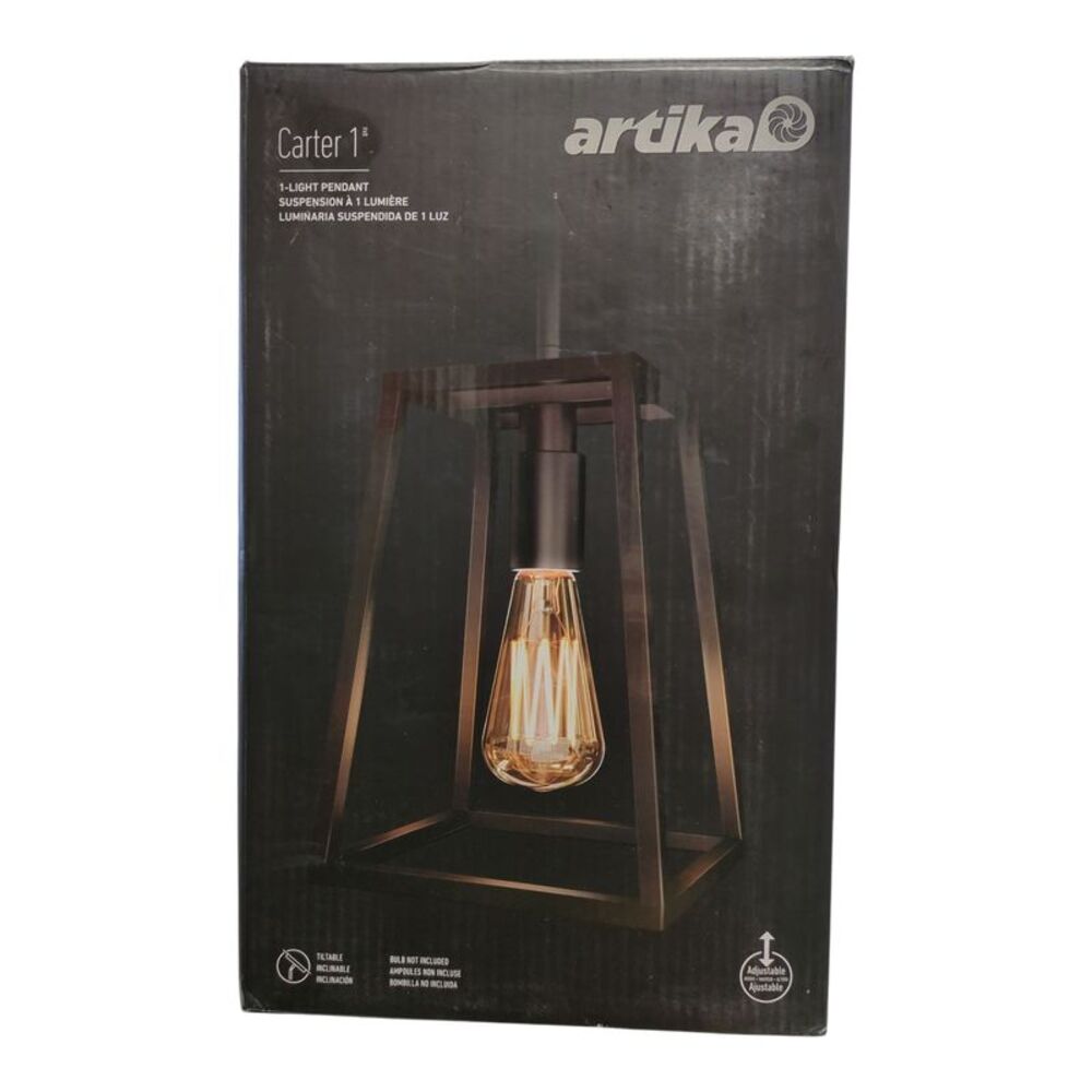 Artika Carter 1-Light Adjustable Height Pendant, Black